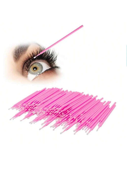 Microbrush Descartável Rosa (100 Unidades) - Extensão de Cílios