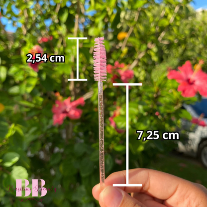 Kit Rosa - 50 Escovinhas + 50 Aplicadores de Batom + 100 Microbrush - Extensão de Cílios