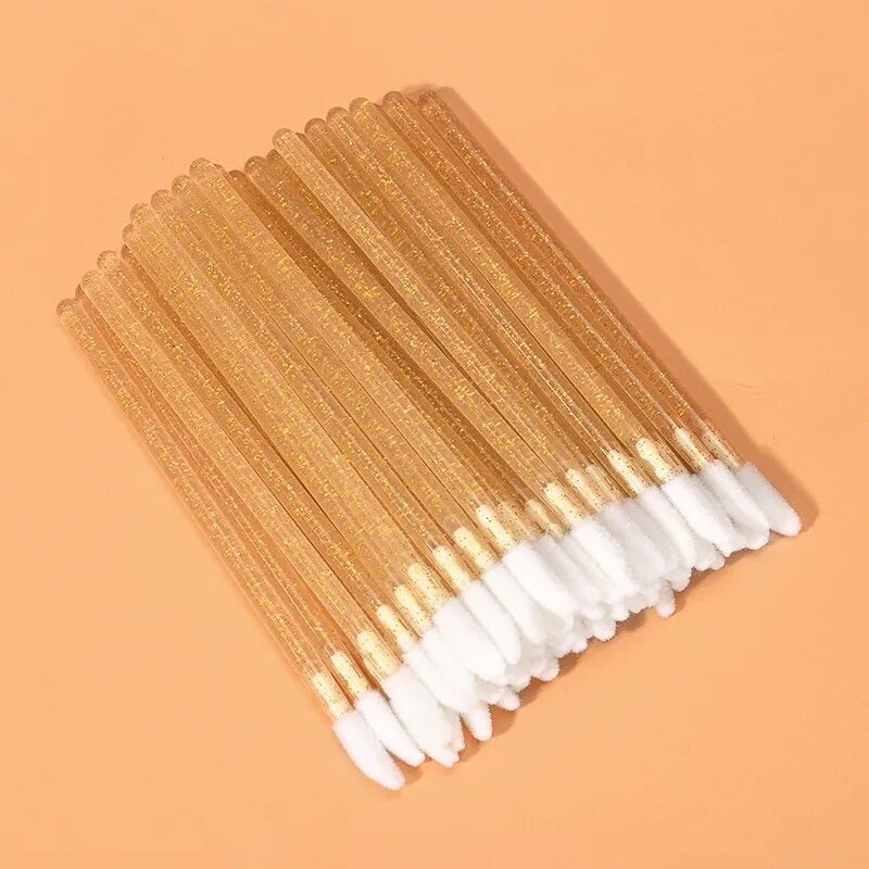 Aplicador de Batom/Gloss Descartável Dourado (50 Unidades) - Extensão de Cílios