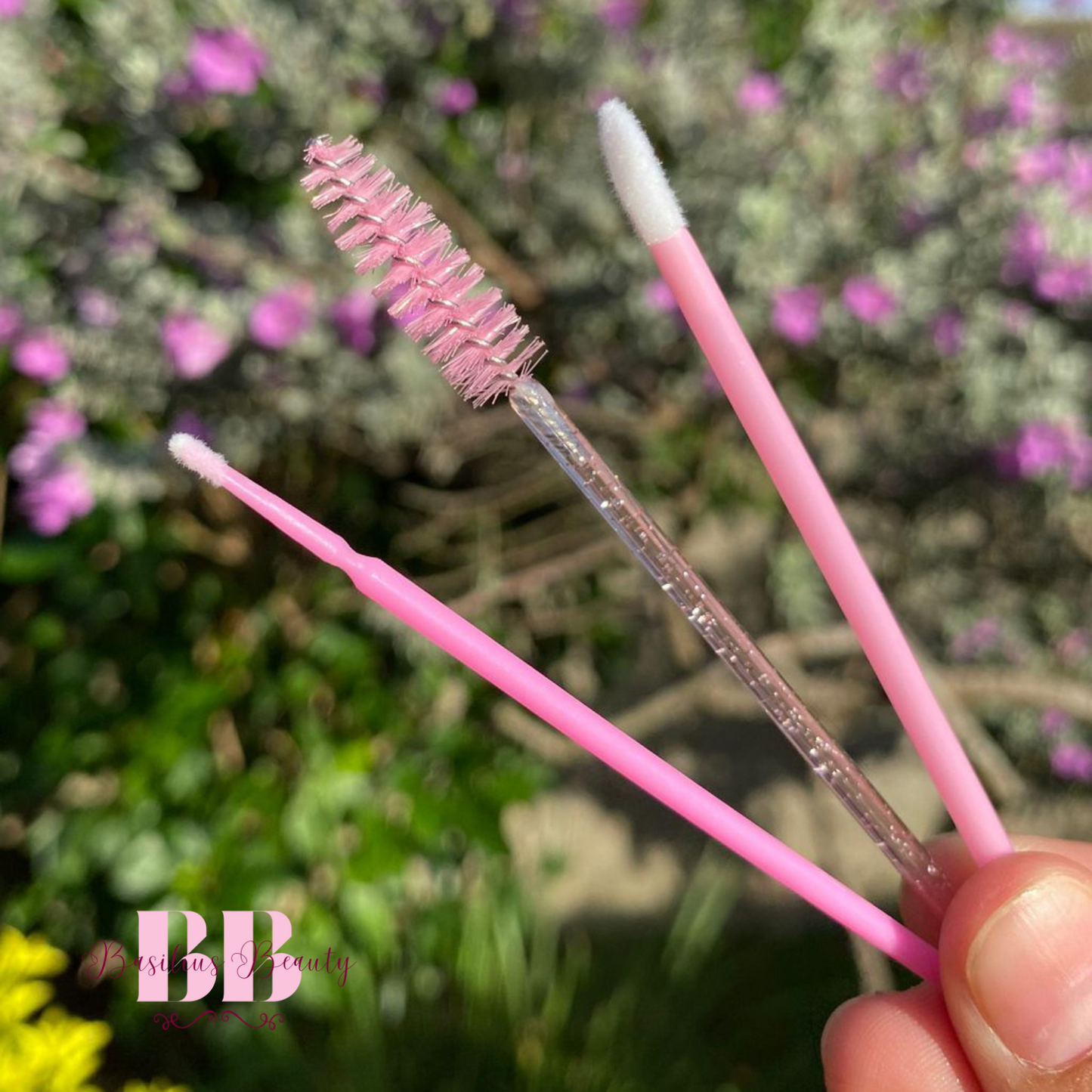 Kit Rosa - 50 Escovinhas + 50 Aplicadores de Batom + 100 Microbrush - Extensão de Cílios