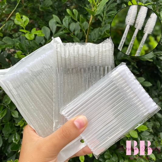 Kit Cristal - 50 Escovinhas + 50 Aplicadores de Batom + 100 Microbrush - Extensão de Cílios