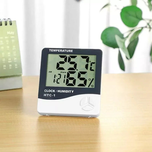 Higrômetro Digital com Relógio – Monitor de Temperatura e Umidade Ambiente